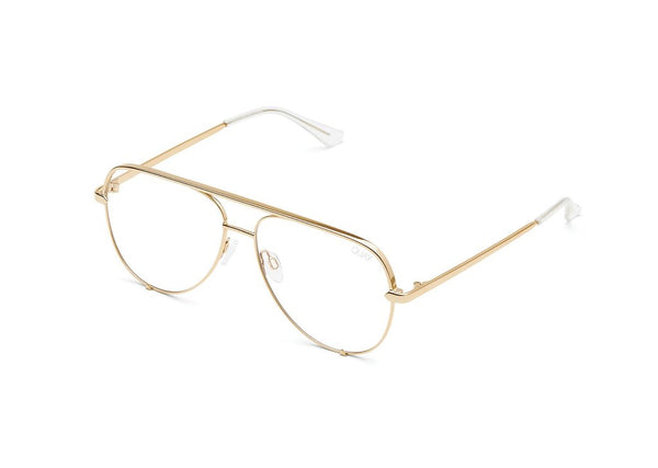 Quay High Key Mini Gold Eyeglasses / Clear Blue Light Lenses
