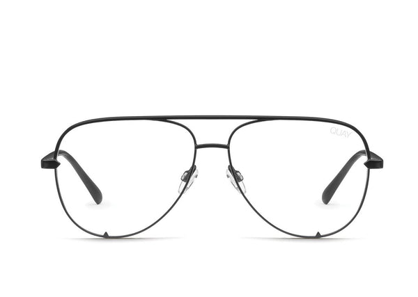 Quay High Key Mini Black Eyeglasses / Clear Blue Light Lenses