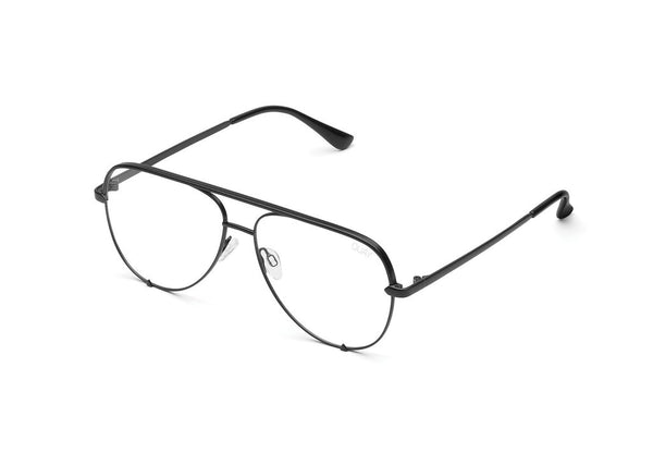 Quay High Key Mini Black Eyeglasses / Clear Blue Light Lenses