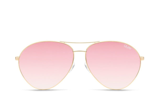 Quay Just Sayin' Gold Sunglasses / Pink Lenses