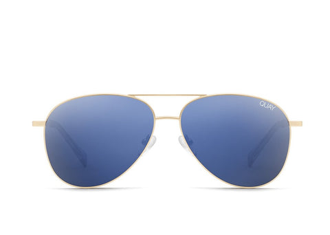 Quay Alex Rodriguez #QUAYXAROD Still Standing Gold Sunglasses / Blue Lenses
