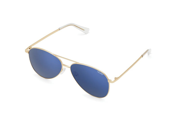 Quay Alex Rodriguez #QUAYXAROD Still Standing Gold Sunglasses / Blue Lenses