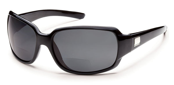 Suncloud - Cookie +1.50 Black Backpaint Sunglasses, Gray Polarized Lenses