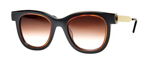 Thierry Lasry Lytchy Vintage Black Grey Sunglasses / Brown Pattern with Brown Gradient Lenses