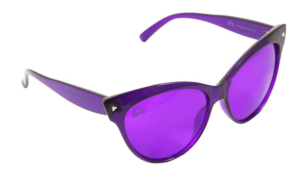 RainbowOPTX - Cat Eye Transparent Violet Sunglasses / Violet Lenses