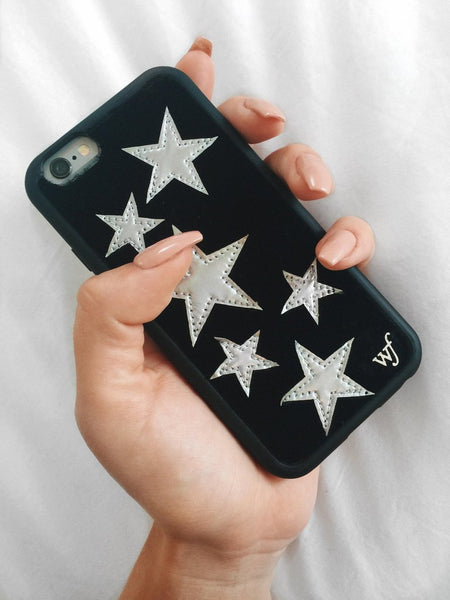 Wildflower - Black Velvet Silver Stars iPhone XR Case