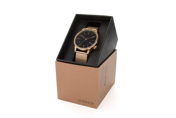 Komono Winston Royale Rose Gold Black Watch