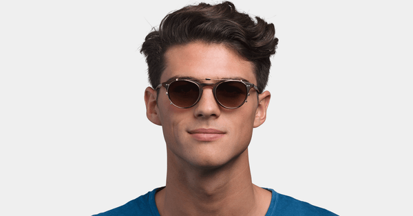 Garrett Leight - Winward 47mm Gold Clip-On Shield / Sepia Gradient Lenses