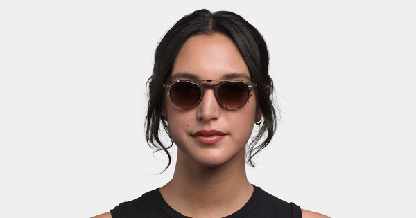 Garrett Leight - Winward 47mm Gold Clip-On Shield / Sepia Gradient Lenses
