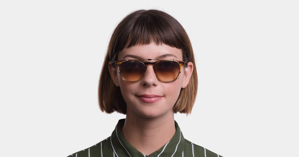 Garrett Leight - Brooks 47mm Gold Clip-On Shield / Bronze Shadow Mirror Lenses