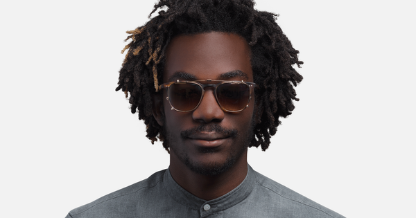 Garrett Leight - Brooks 47mm Gold Clip-On Shield / Bronze Shadow Mirror Lenses