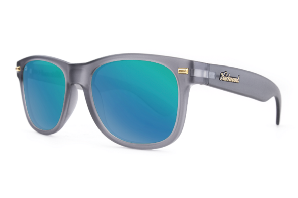 Knockaround Fort Knocks Frosted Grey Sunglasses, Polarized Green Moonshine Lenses