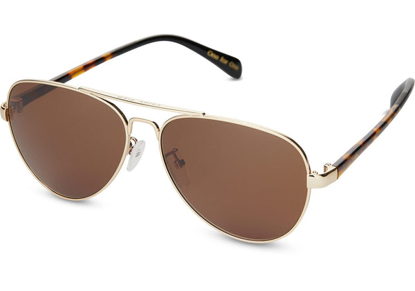TOMS - Maverick 201 Shiny Gold Sunglasses / Brown Lenses
