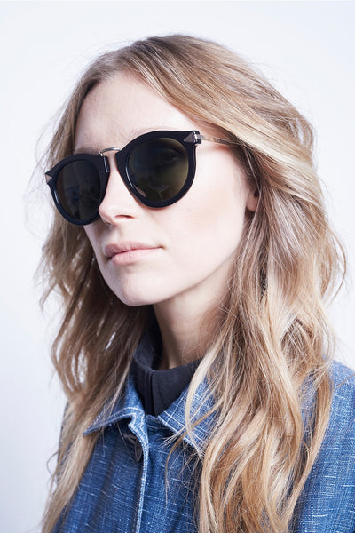 Karen Walker - Harvest Regular Fit Black Gold Sunglasses / Gradient Green Lenses