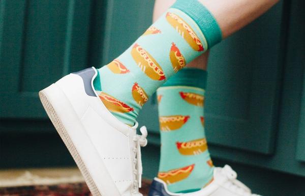 Woven Pear - Hello Hot Dog Socks