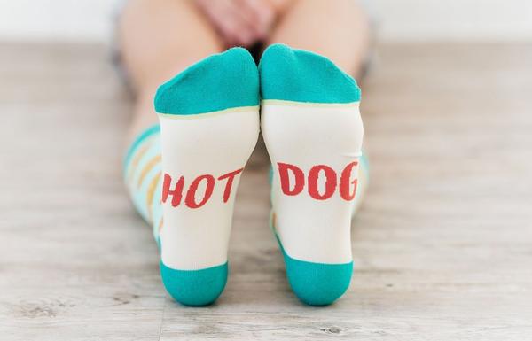 Woven Pear - Hello Hot Dog Socks