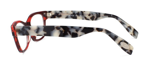 Scojo - Devoe Street Crimson Stripe / Marbled Black Reader Eyeglasses / +1.50 Lenses