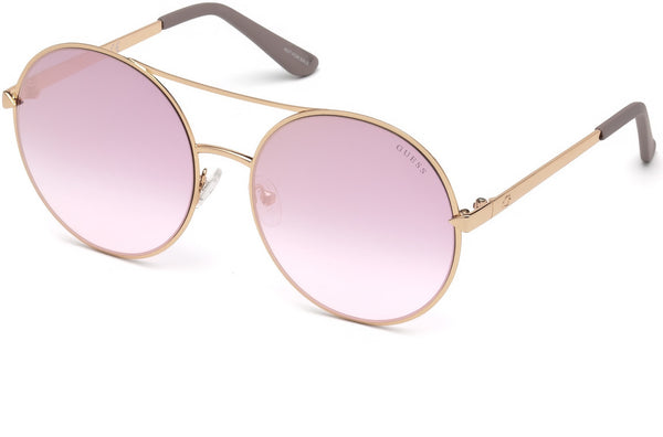 Guess - GU7559 Shiny Rose Gold Sunglasses / Bordeaux Mirror Lenses