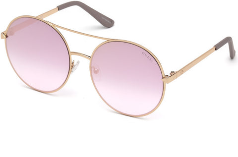 Guess - GU7559 Shiny Rose Gold Sunglasses / Bordeaux Mirror Lenses